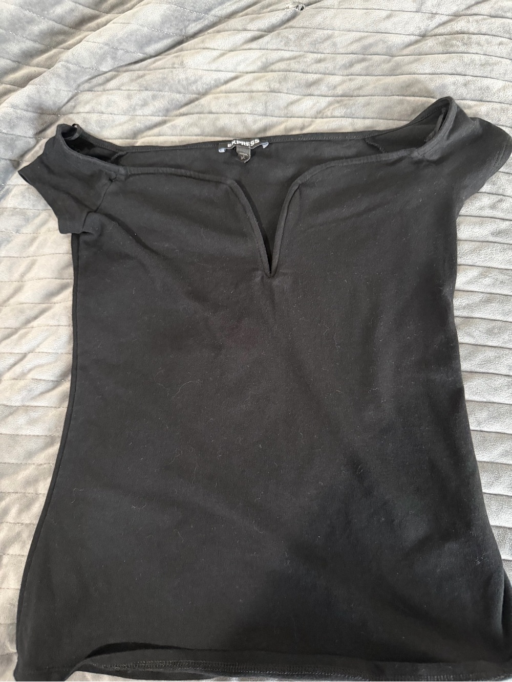 Express Black Off-Shoulder Notch Top